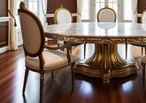 Imperial Opulence Handcrafted Round Dining Table Set